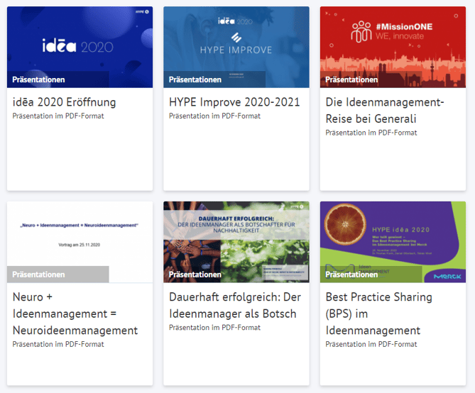 Übersicht der idea Vorträge